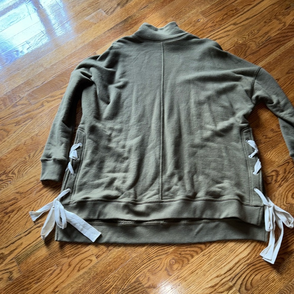 Free People Olive Green Side-Tie Sweatshirt